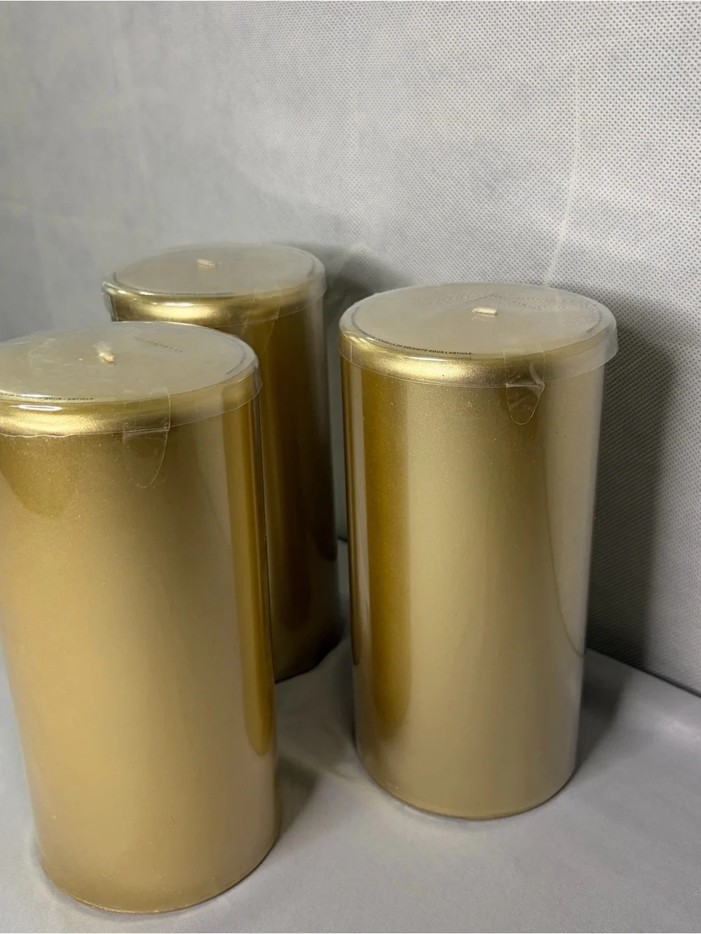 Pottery Barn Gold Decorative Pillar Candles